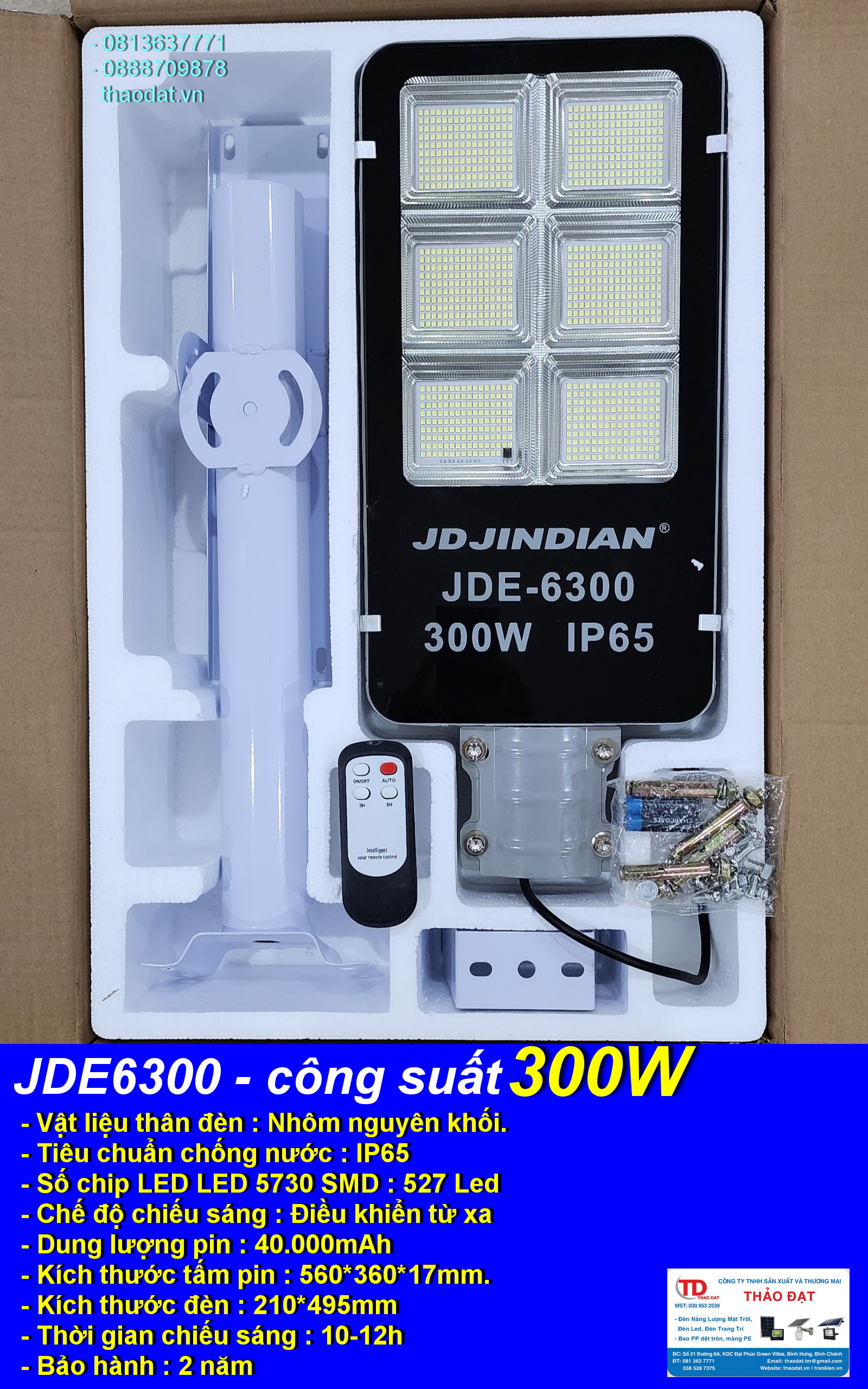 ĐÈN NĂNG LƯỢNG MẶT TRỜI JINDIAN JDE-6300 (300W)