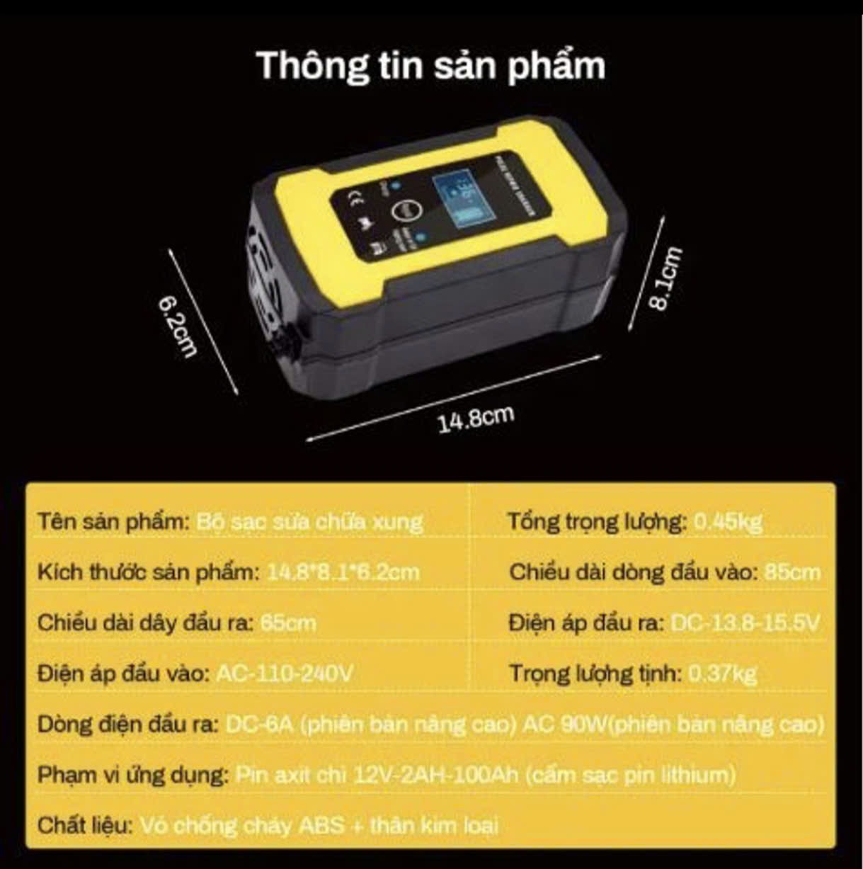 BỘ SẠC ẮC QUY 12V - 6A