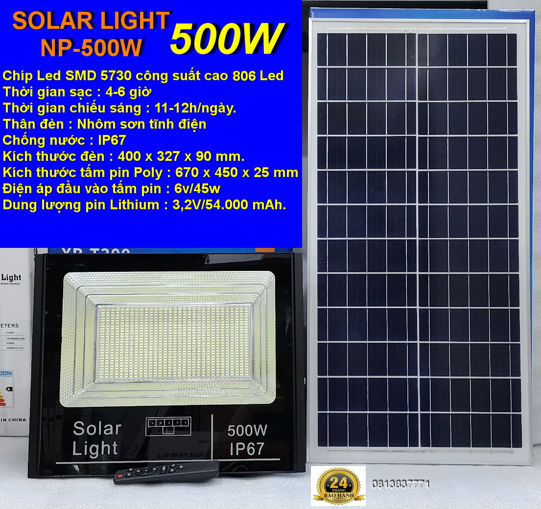 ĐÈN ĐƯỜNG NĂNG LƯỢNG MẶT TRỜI - SOLAR LIGHT NP-500W