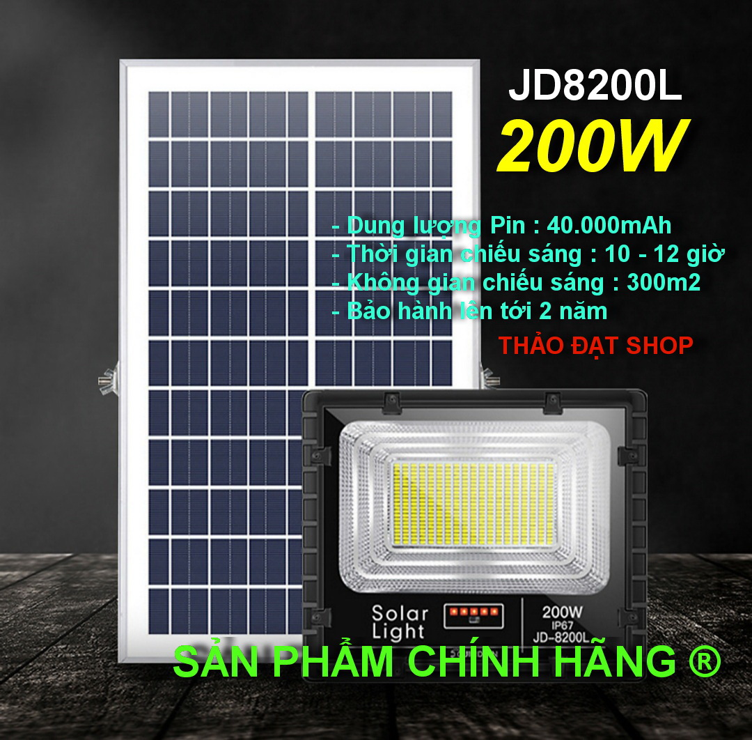 ĐÈN NĂNG LƯỢNG MẶT TRỜI CHÍNH HÃNG JINDIAN JD-8200L (200W)