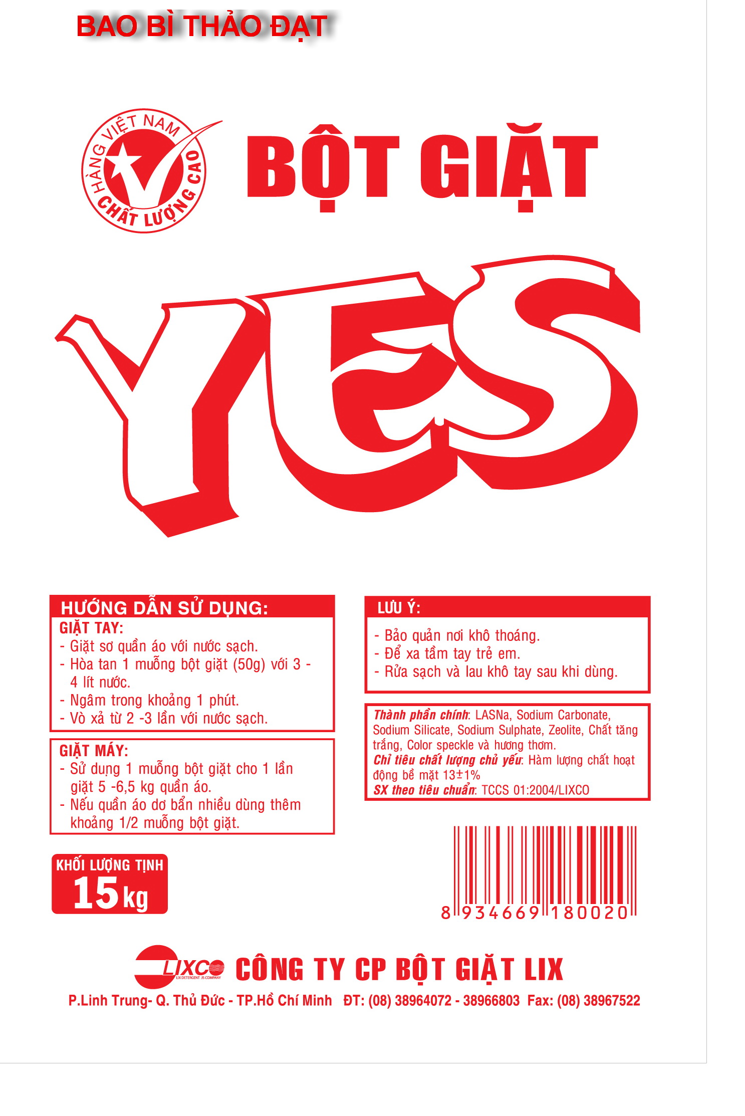 BAO BỘT GIẶT YES