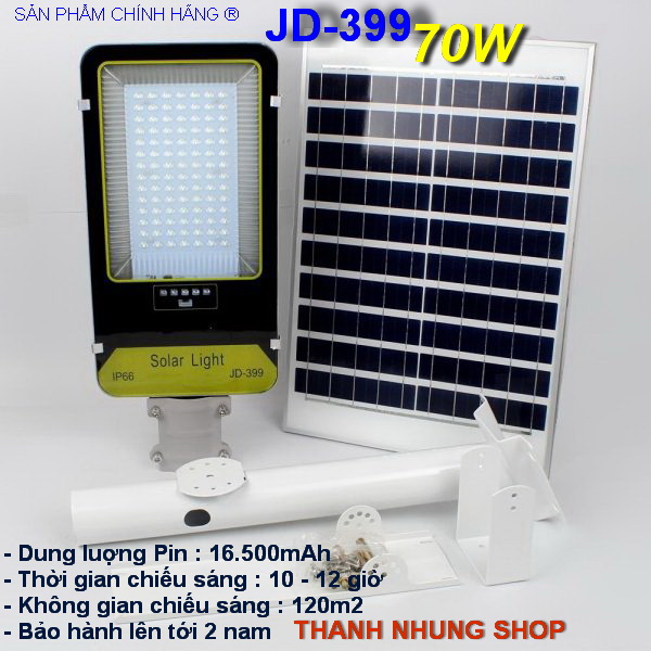 ĐÈN NĂNG LƯỢNG MẶT TRỜI CHÍNH HÃNG JINDIAN JD-399 (70W)