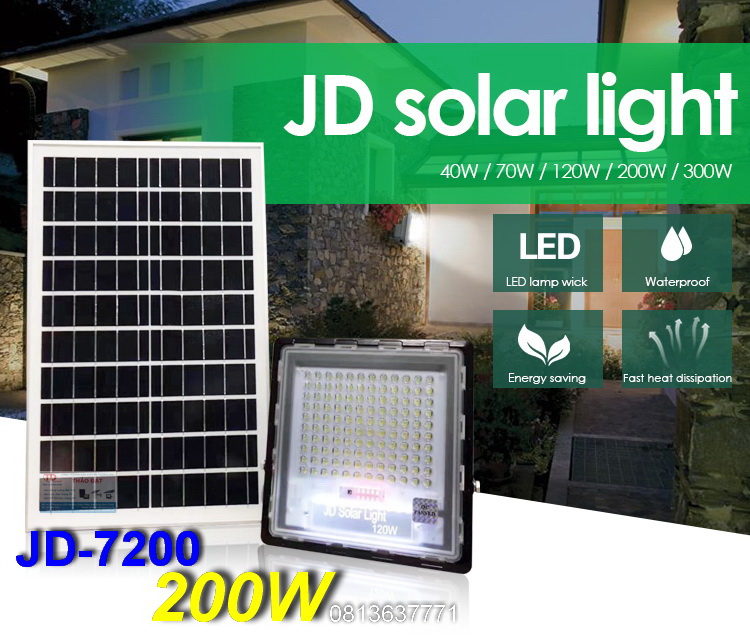 ĐÈN NĂNG LƯỢNG MẶT TRỜI CHÍNH HÃNG JINDIAN JD-7200 (200W)