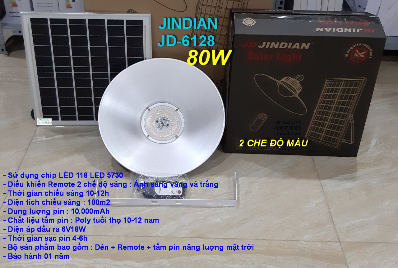 ĐÈN NĂNG LƯỢNG MẶT TRỜI HÃNG JINDIAN JD-6128 (80W)