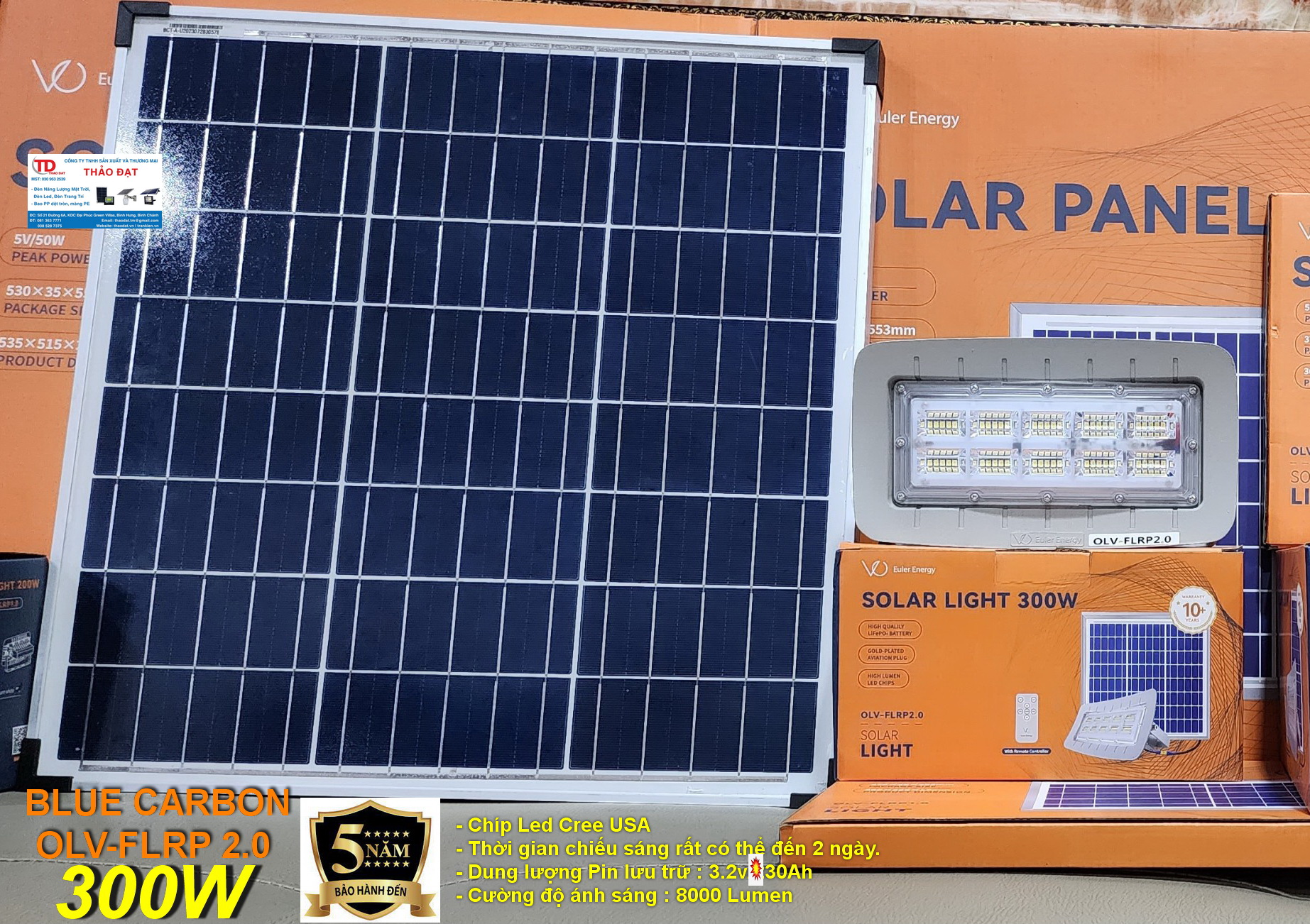 ĐÈN NĂNG LƯỢNG MẶT TRỜI OLV-FLRP 2.0 – CÔNG SUẤT 300W – BẢO HÀNH 05 NĂM