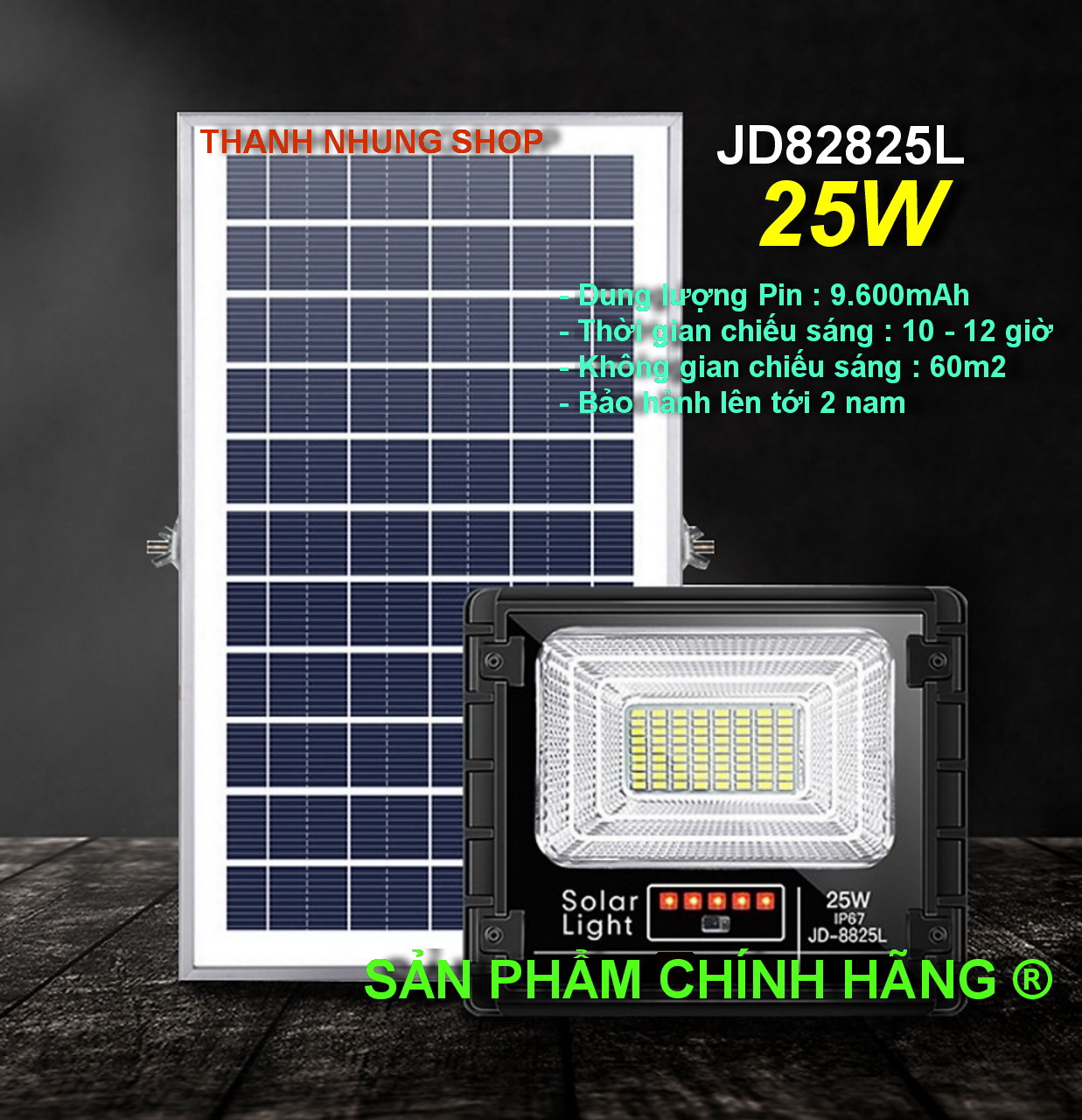 ĐÈN PHA NĂNG LƯỢNG MẶT TRỜI CHÍNH HÃNG JINDIAN JD-8825L (25W)